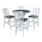 International Concepts 36 in. Solid Wood Round Top Pedestal Counter Height Dining Table w/4 Stools in White/Heather Gray K05-36RT-27B-S102-4 - alternate 1